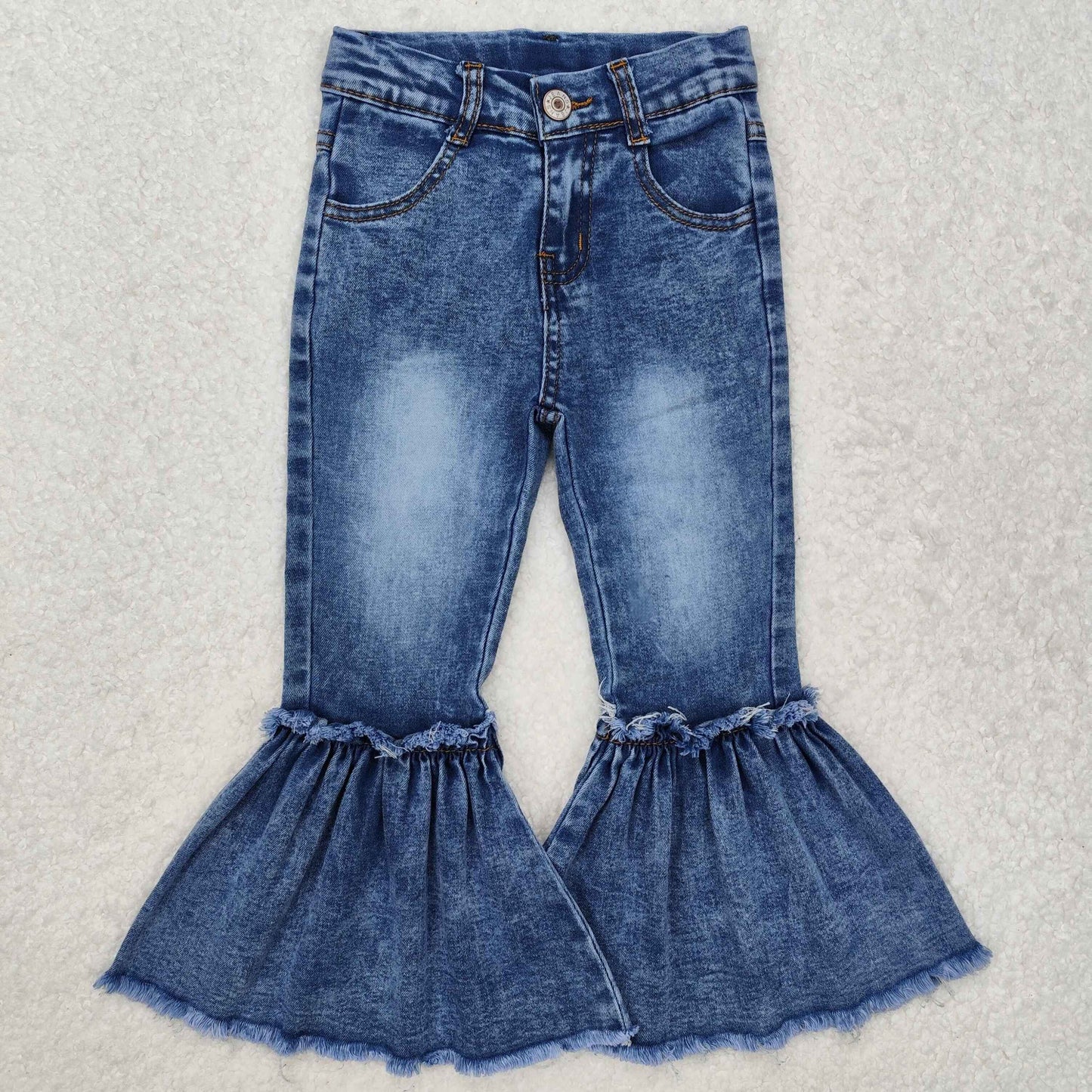P0676 Blue denim jeans Girls bell bottom pants boutique Denim Jeans RTS 202501