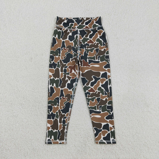 P0690 Brown Green Camouflage Girls Long Pants Yoga Pants 202603 RTS