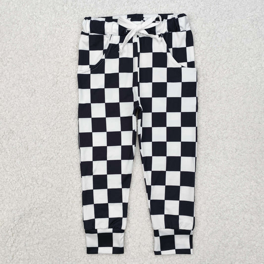 P0699 Black check pants with drawstring girls boutique outfits RTS202412