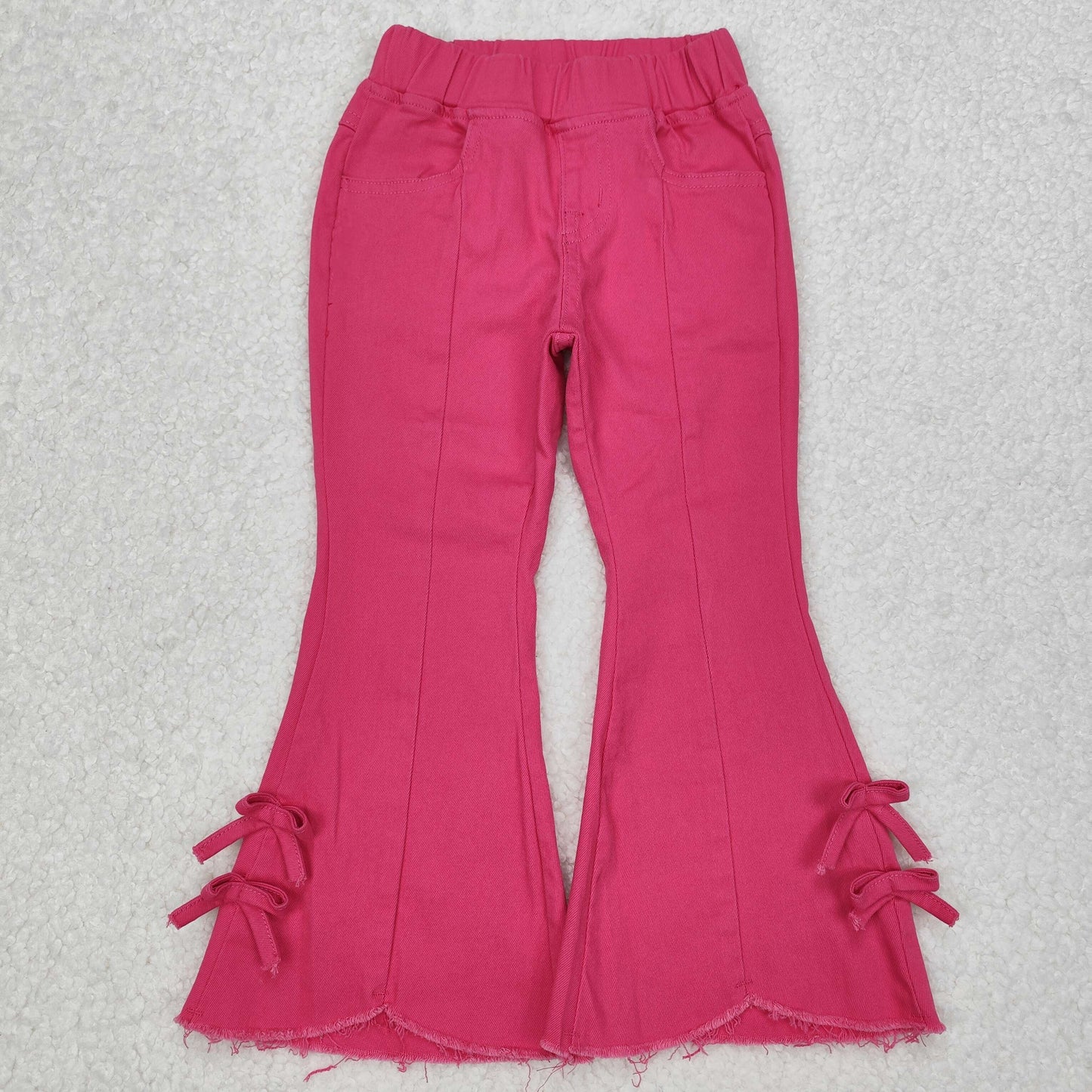 P0731 Rose Red Bell Bottom Pants Denim Jeans RTS 202503 RTS