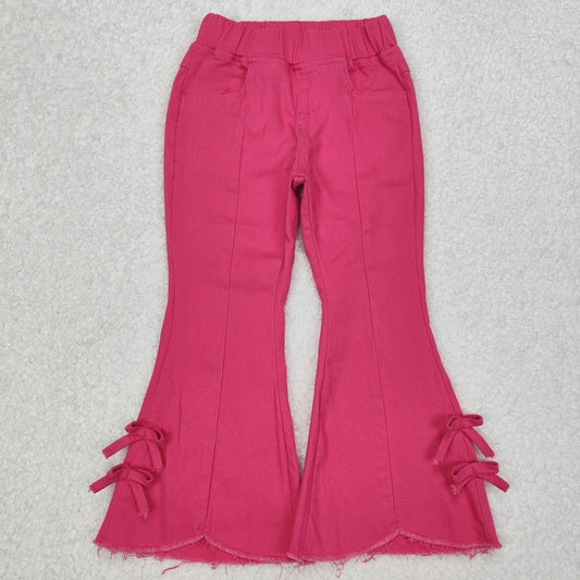 P0731 Rose Red Bell Bottom Pants Denim Jeans RTS 202503 RTS