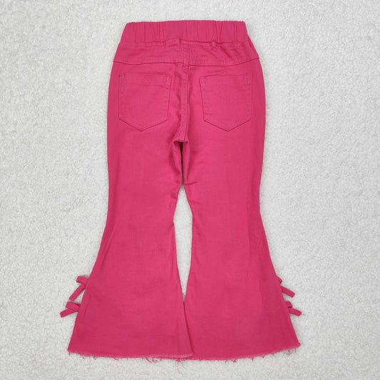P0731 Rose Red Bell Bottom Pants Denim Jeans RTS 202503 RTS