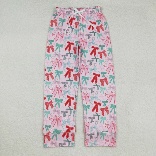 P0766 adult female boutique Christmas red green bows pink pants 202508 RTS