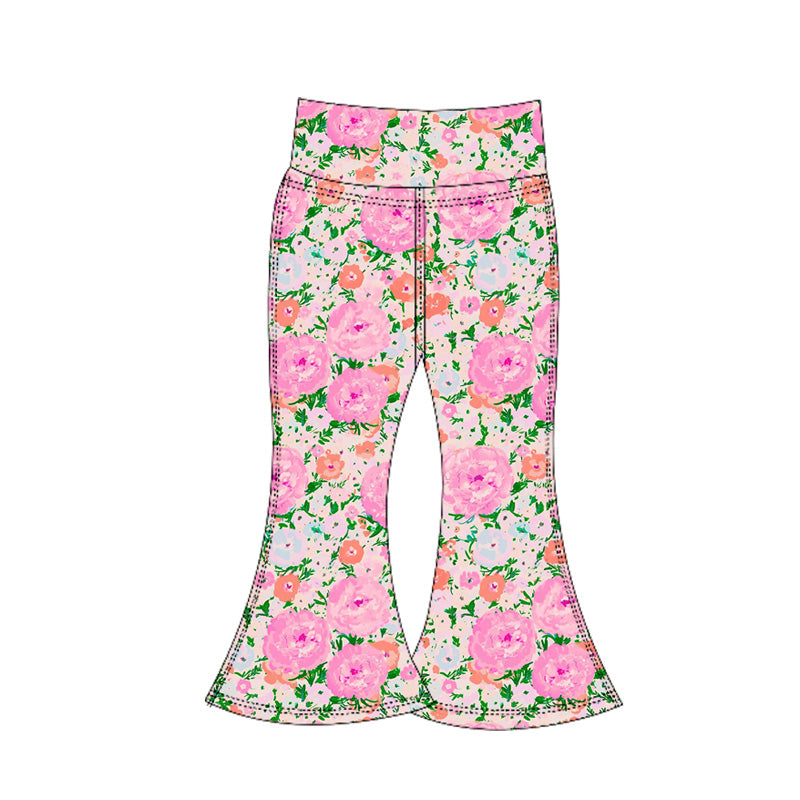 Preorder P0769 Girls Boutique Flower Pink Orange Yoga Pants 202506