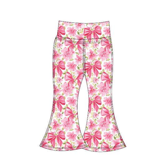 Preorder P0770 Girls Boutique Flower Bows Pink Yoga Pants 202506