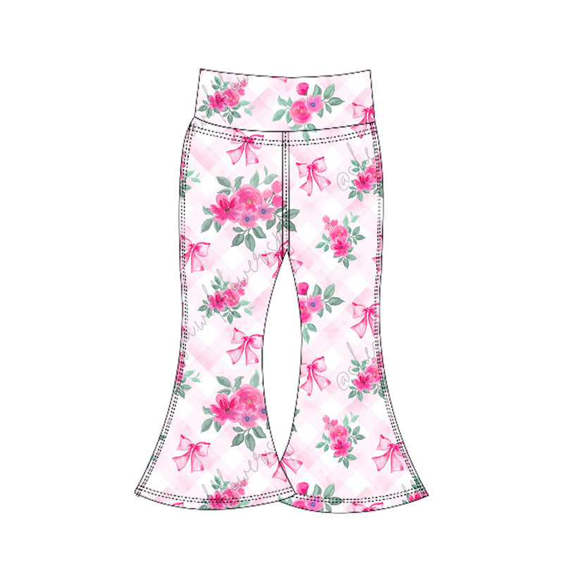 Preorder P0772 Girls Boutique Flower Pink White Yoga Pants 202506