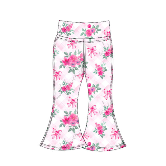 Preorder P0772 Girls Boutique Flower Pink White Yoga Pants 202506