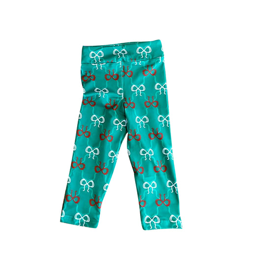 Preorder P0790 Girls Boutique Christmas Bows Green Pants 202507