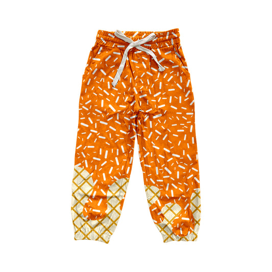 P0811 preorder Adult Women Orange Waffle Ice Cream Drip Yoga Pants 202508