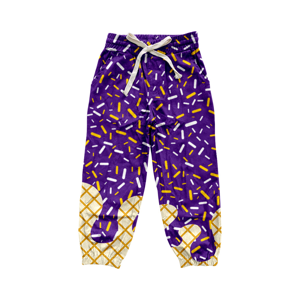 P0813 preorder Adult Women Purple Waffle Ice Cream Drip Yoga Pants 202508
