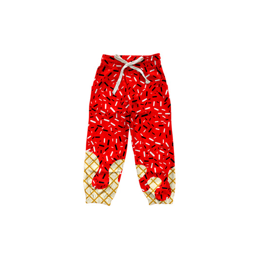Preorder P0815 Red Waffle Ice Cream Drip Girls Yoga Pants 202508