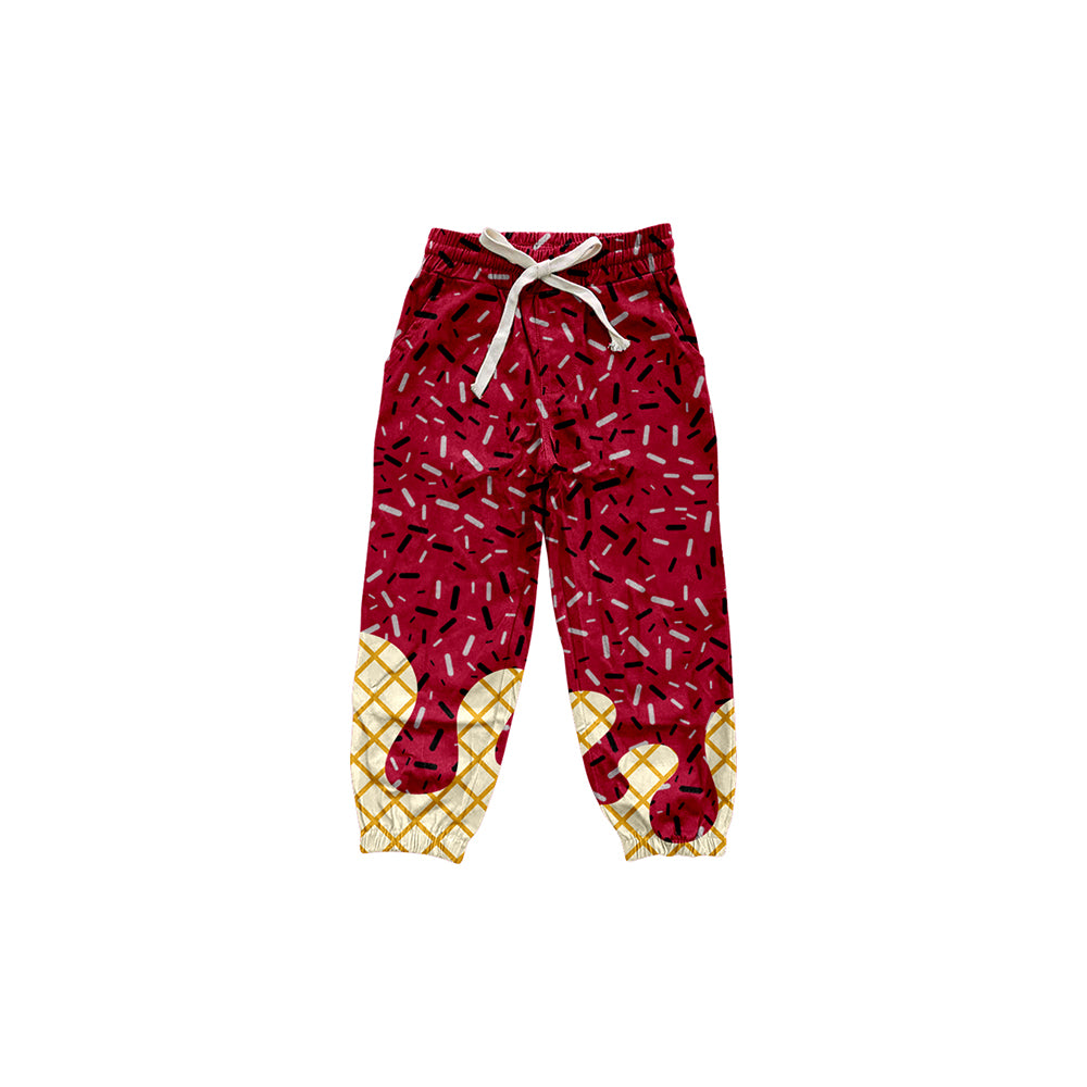 Preorder P0816 Dark Red Waffle Ice Cream Drip Girls Yoga Pants 202508