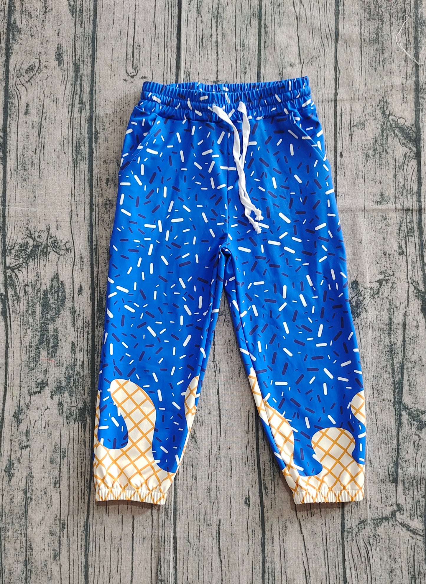 Preorder P0818 Blue Waffle Ice Cream Drip Girls Yoga Pants 202508