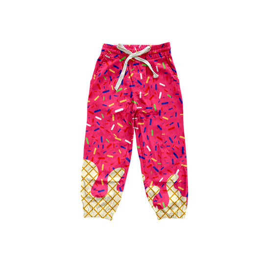 Preorder P0822 Rose Red Waffle Ice Cream Drip Girls Yoga Pants 202508
