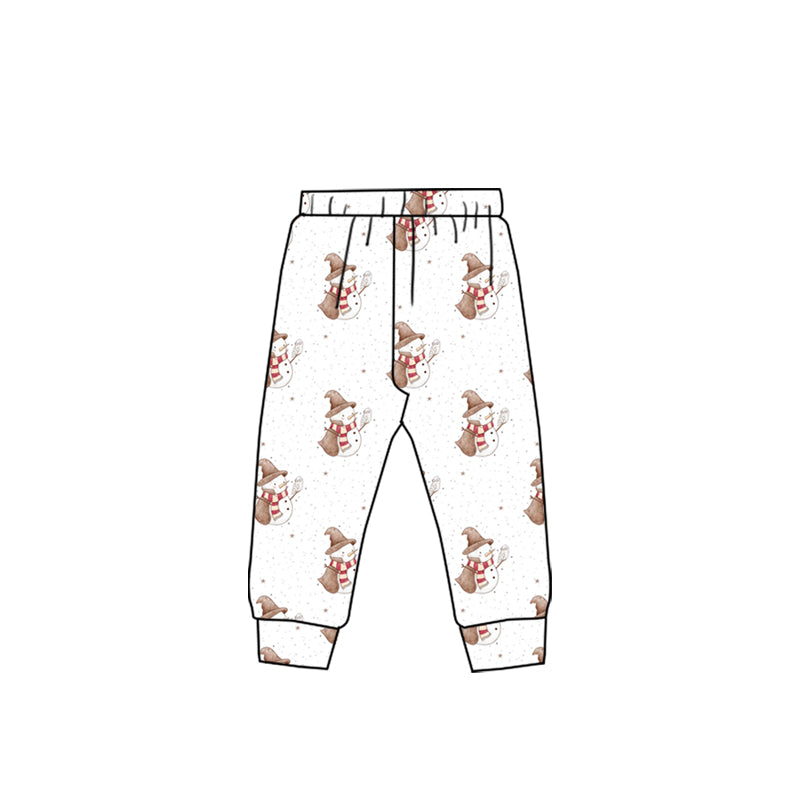 MOQ 8 Preorder P0844 Christmas Snow Man Girls Boys Long Pants 202509