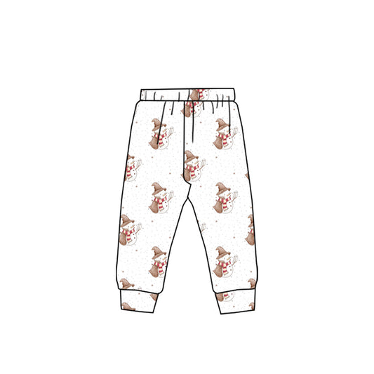 MOQ 8 Preorder P0844 Christmas Snow Man Girls Boys Long Pants 202509