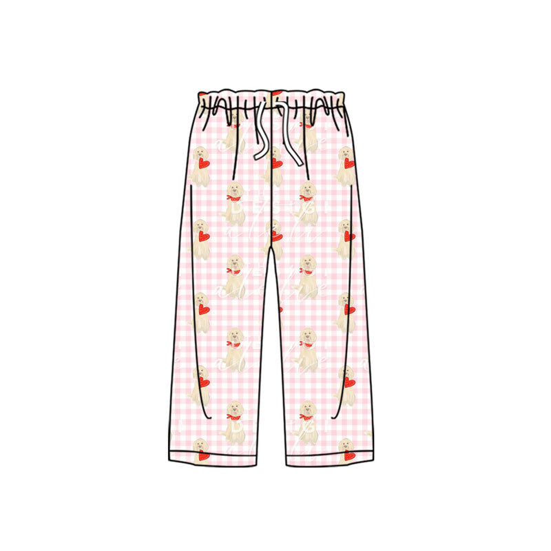 MOQ 8 Preorder P0849 Valentine's Day Love Puppy Plaid Girls Long Pants 202509
