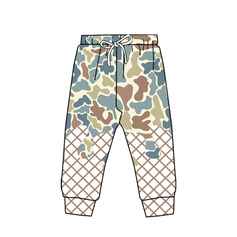 MOQ 8 Preorder P0869 Blue Green Camouflage Waffle Boys Long Pants 202509