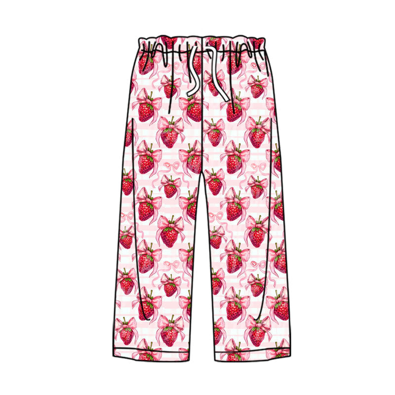 MOQ 8 P0877 preorder Adult Women Bows Strawberry Long Pants 202509