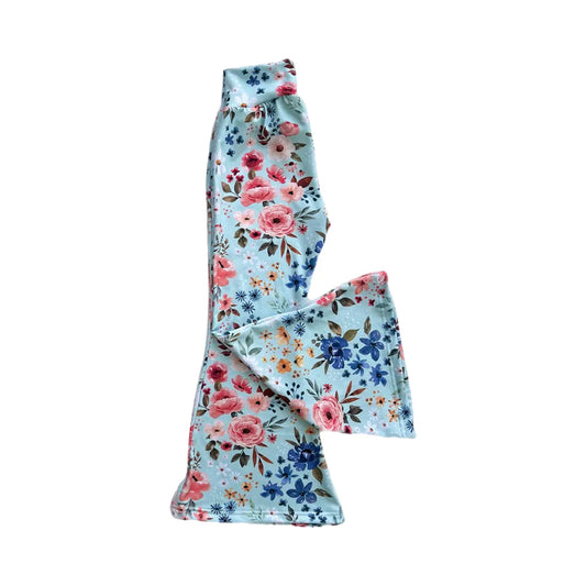 MOQ 8 Preorder P0882 Flower Blue Girls Long Pants 202509