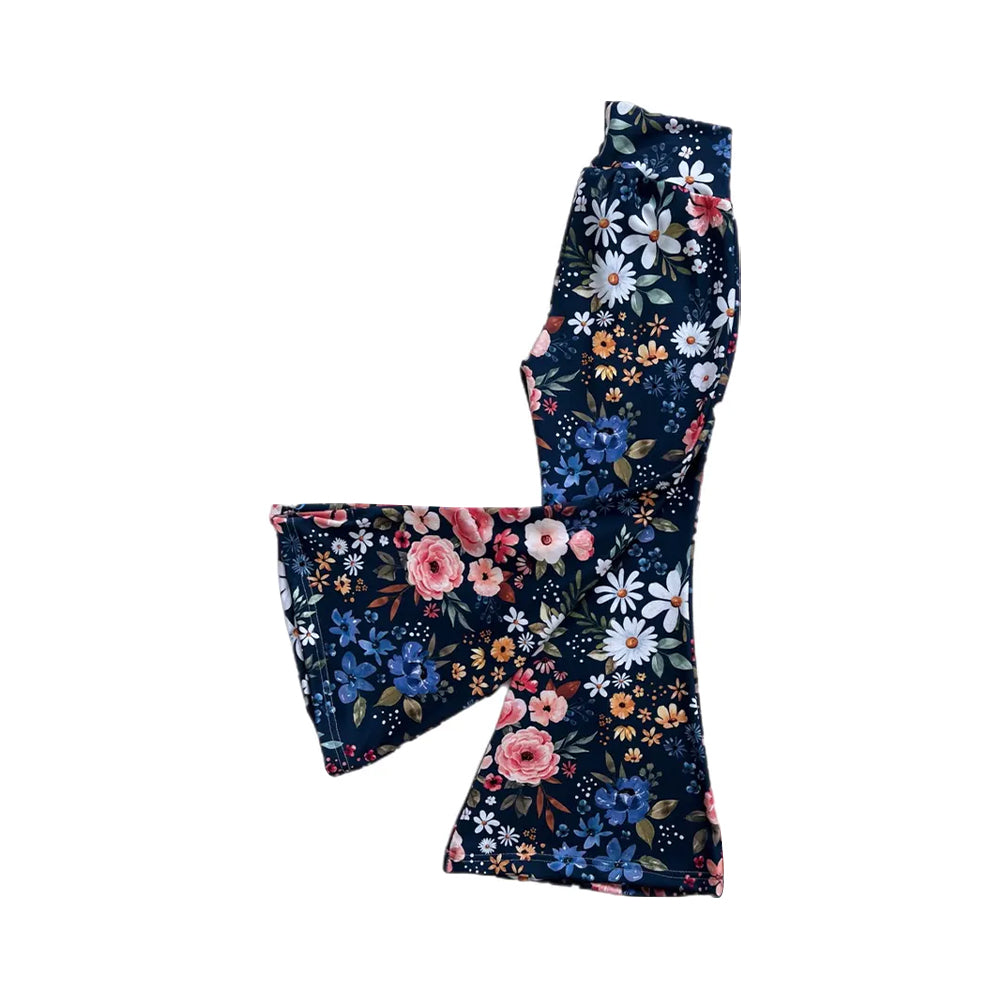 MOQ 8 Preorder P0883 Flower Navy Girls Long Pants 202509
