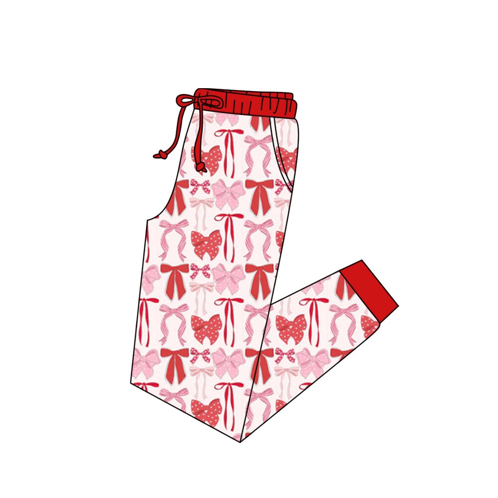 MOQ 5 P0899 preorder Valentine's Day Adult Female Bows Red Long Pants 202510