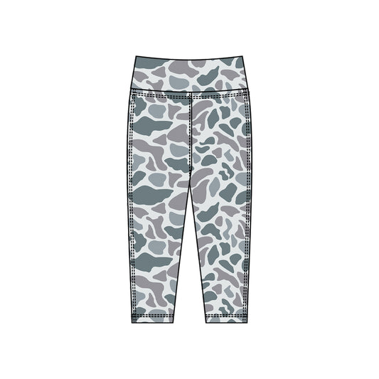 MOQ 5 Preorder P0912 Girls Gray Camouflage Yoga Pants 202510