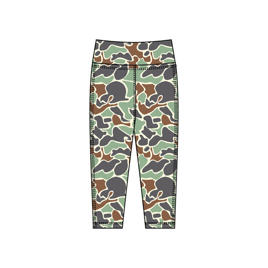 MOQ 5 Preorder P0913 Girls Green Camouflage Yoga Pants 202510