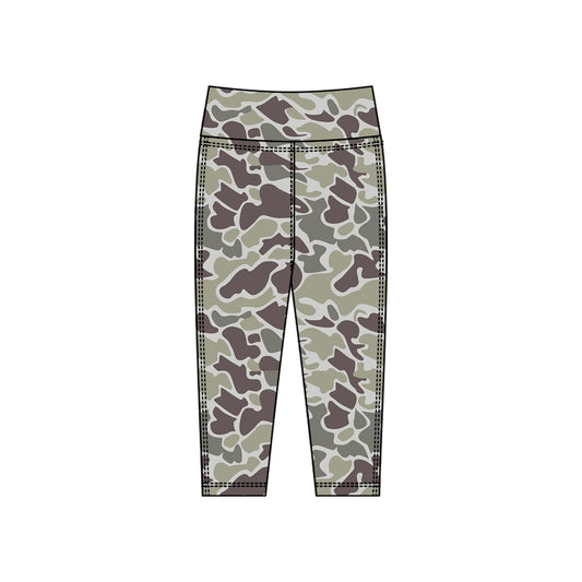 MOQ 5 Preorder P0914 Girls Gray Brown Camouflage Yoga Pants 202510