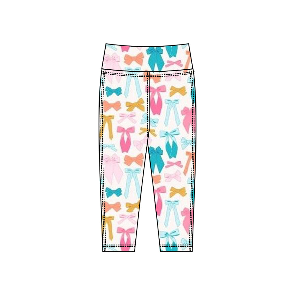 MOQ 5 Preorder P0918 Colored Bows Girls Yoga Pants 202510