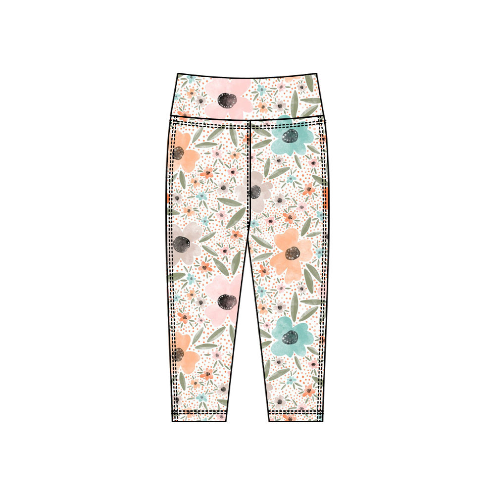 MOQ 5 Preorder P0922 Flower Leaf Dots Girls Yoga Pants 202510