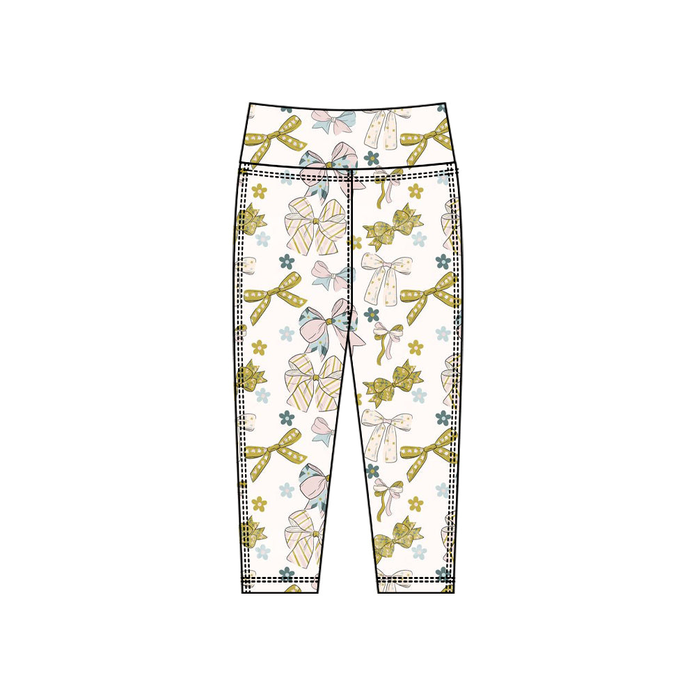 MOQ 5 Preorder P0923 Flower Bows Girls Yoga Pants 202510