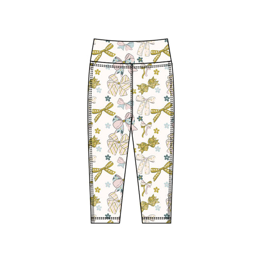 MOQ 5 Preorder P0923 Flower Bows Girls Yoga Pants 202510