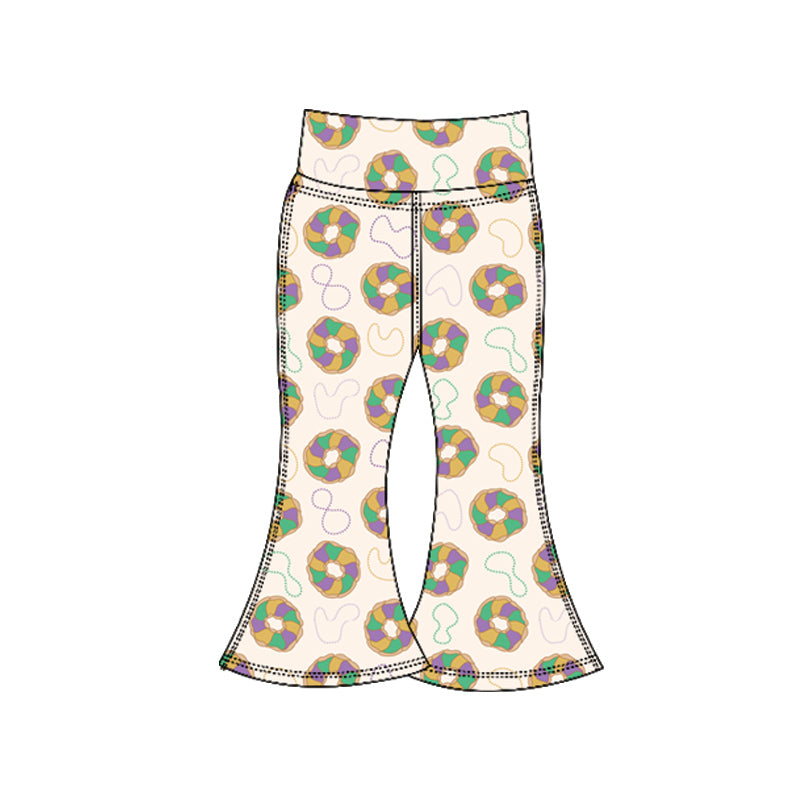MOQ 5 Preorder P0935 Mardi Gras Doughnut Beige Girls Yoga Pants 202510