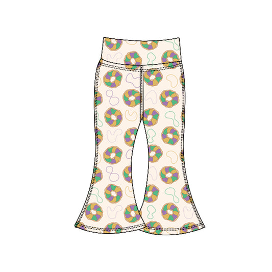 MOQ 5 Preorder P0935 Mardi Gras Doughnut Beige Girls Yoga Pants 202510
