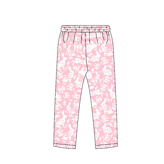 MOQ 5 PCS Preorder P0960 Easter Bunny Flower Pink Girls Pants 202511