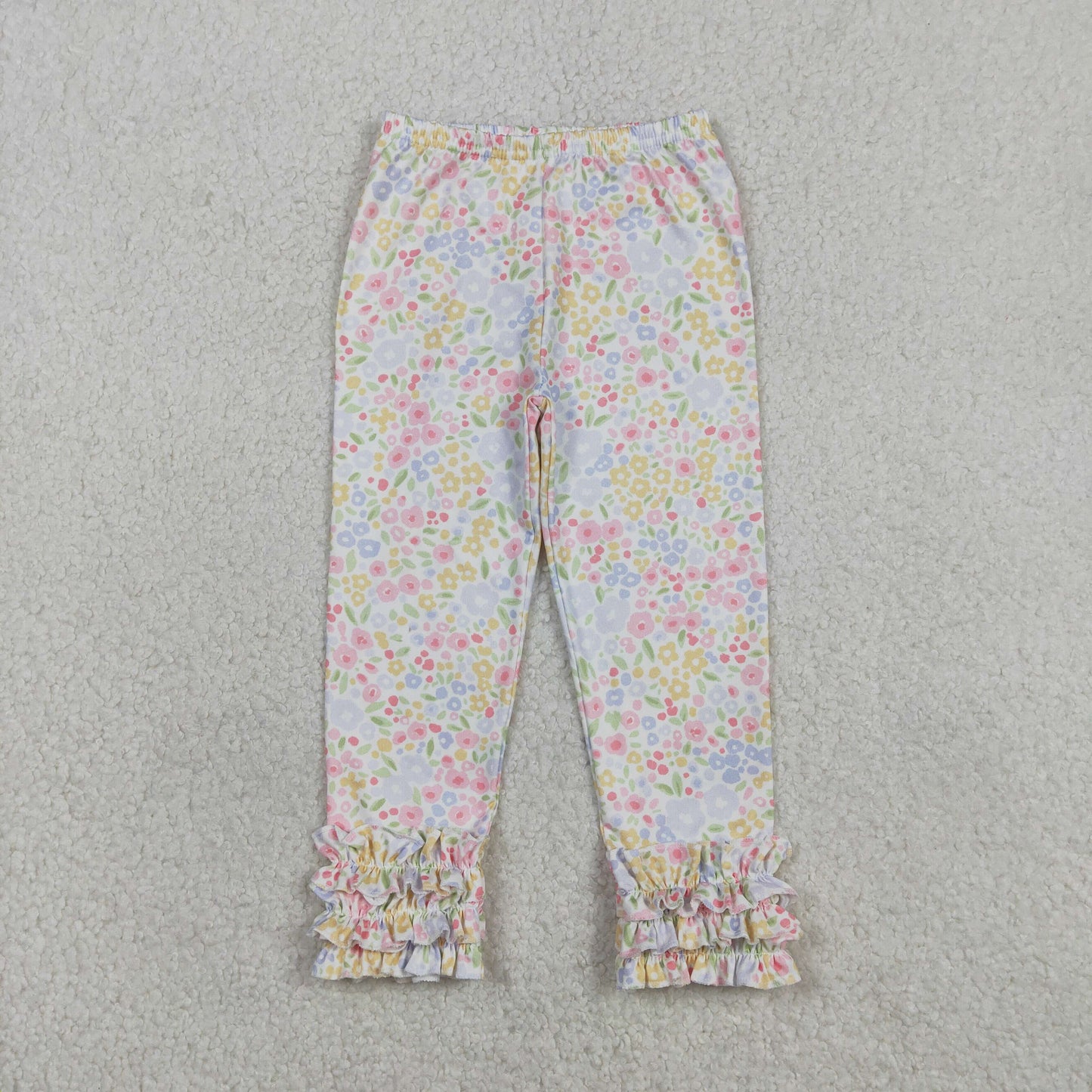 P1005 Flower Ruffle Long Pants Girls Pants 202601 RTS