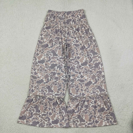 P1053 Hunting Camo Gray Brown Women Adult's Yoga Wide Leg Pants