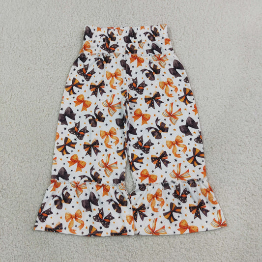 P1068 Halloween Bows Ruffles Girls Wide Leg Pants 202609 RTS