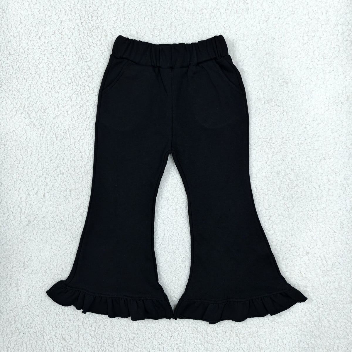 P1072 Thick Sweatpants Solid Color Black Girls Fared Pants