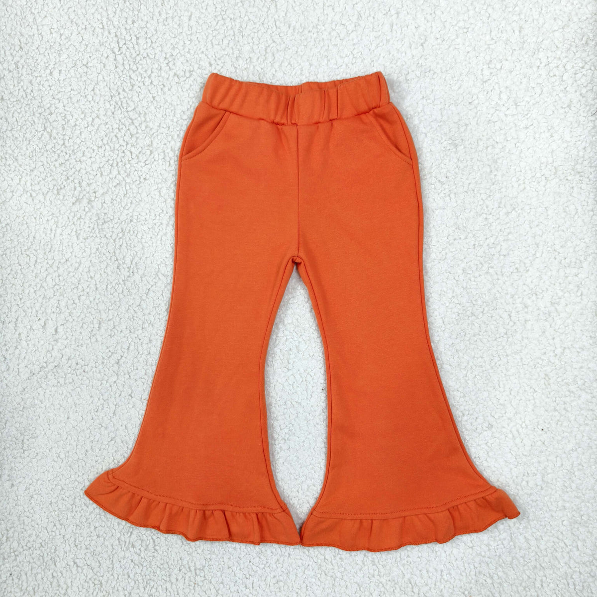 P1073 Thick Sweatpants Solid Color Orange Girls Fared Pants