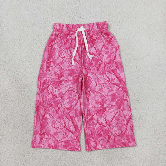 P1137 Hunting Leaves Rose Red Girls Wide Leg Pants