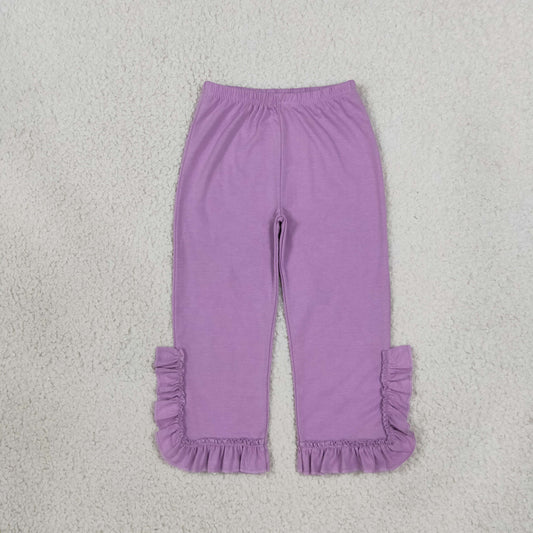 P1162 Solid Purple Ruffles Girls Pants
