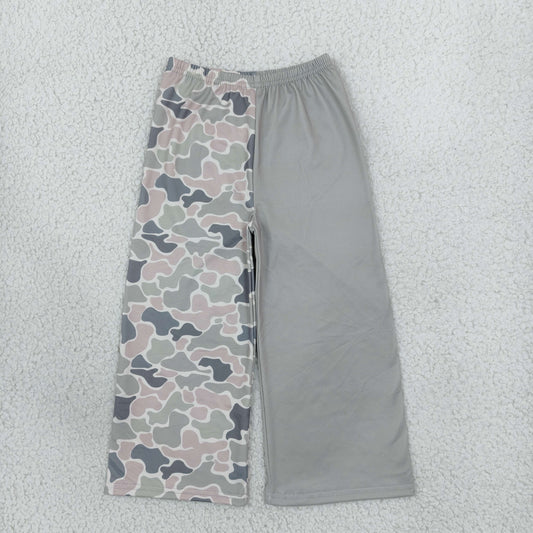 P1226 Hunting Camo Gray Green Girls Wide Leg Pants