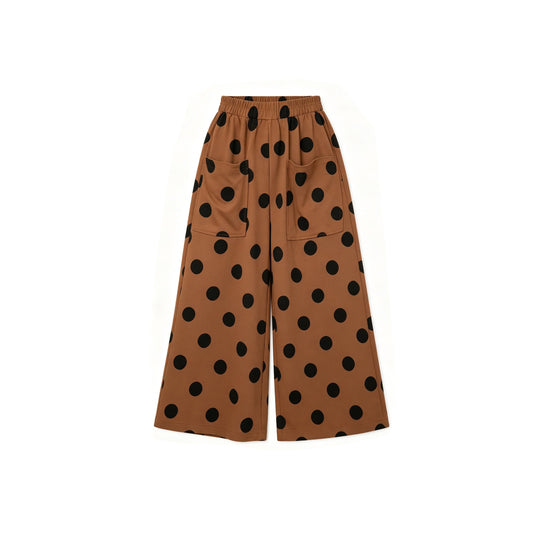Preorder MOQ 5 pcs Each Dots Pocket Brown Mommy And Me Wide Leg Pants 202609