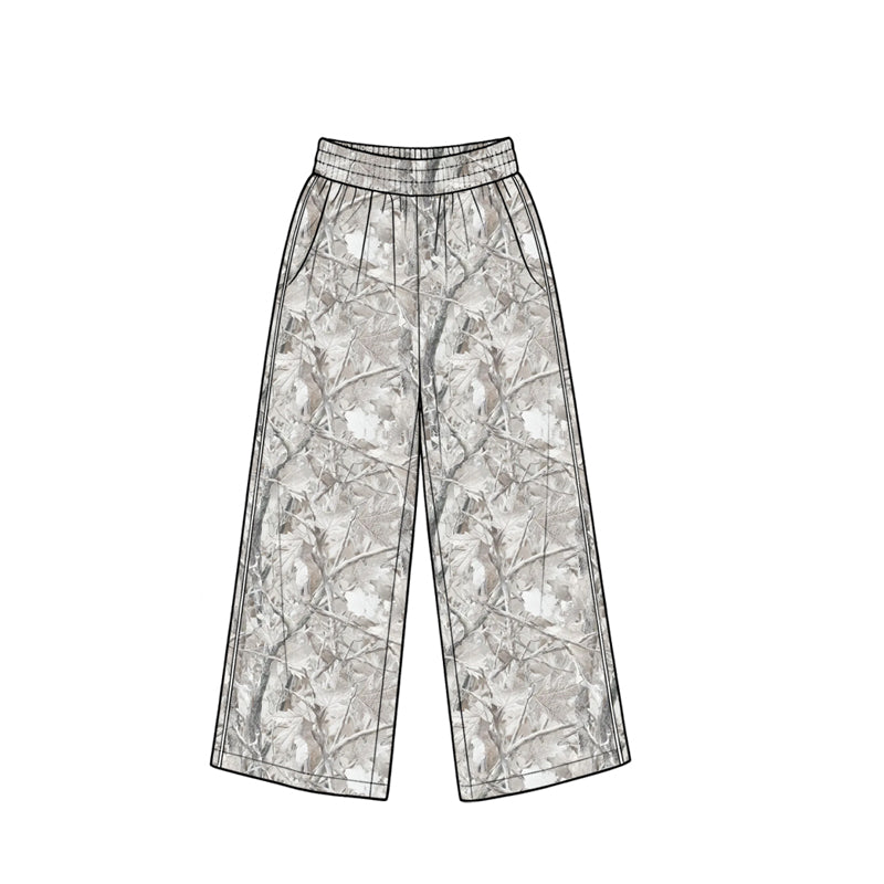 Preorder MOQ 5 pcs P1258 Hunting Camo Leaves Gray Girls Pants