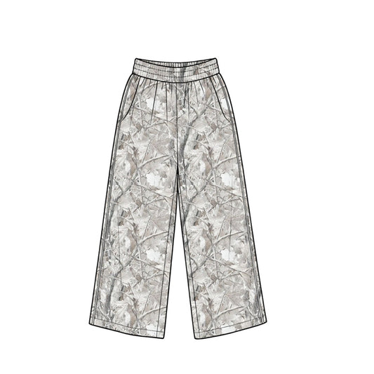 Preorder MOQ 5 pcs P1258 Hunting Camo Leaves Gray Girls Pants