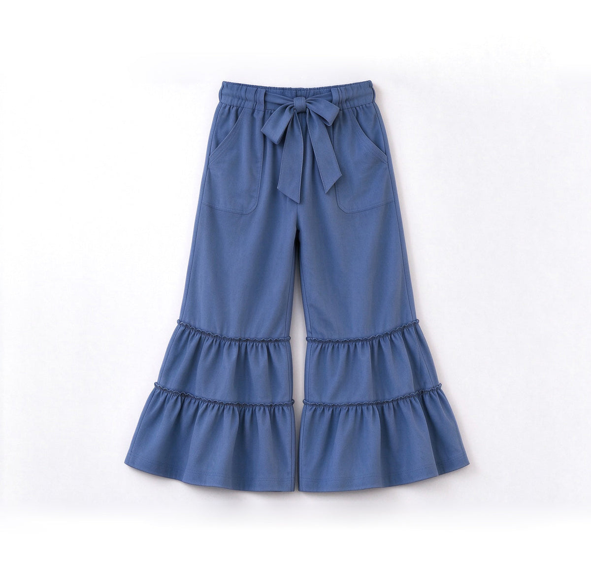 Preorder MOQ 5 pcs GLP3979 Flower Blue Wide Leg Pants Girls Set