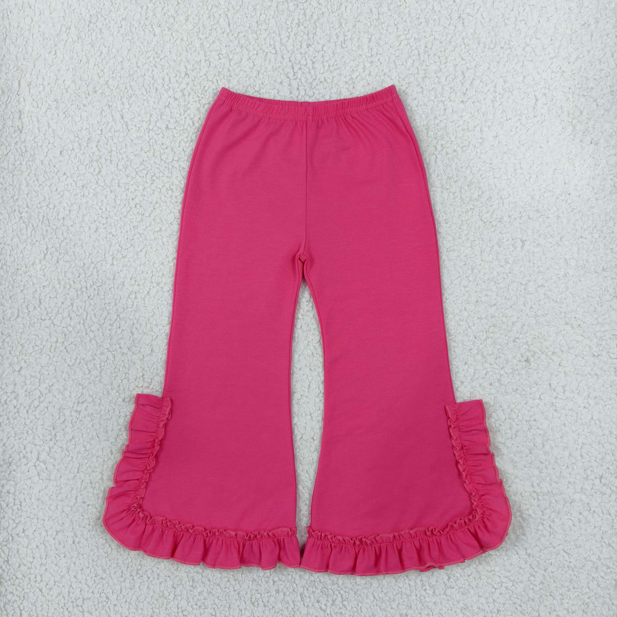 P1273 Solid Color Rose Red Ruffles Kids Girls Pants