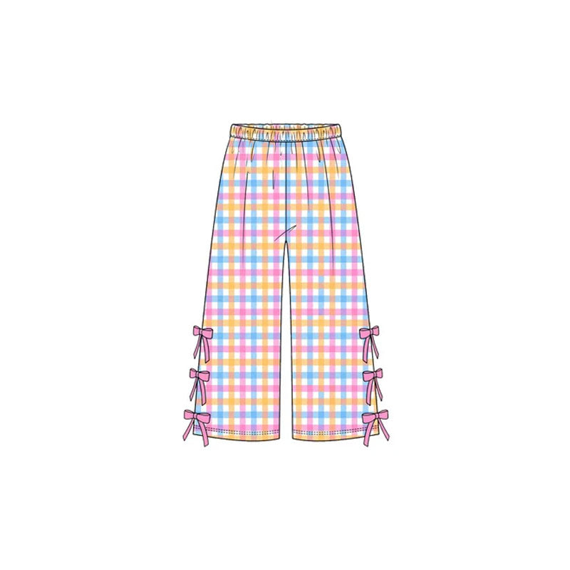 Preorder MOQ 5 pcs GLP4099 Birthday Girl Colorful Plaid Bows Girls Set